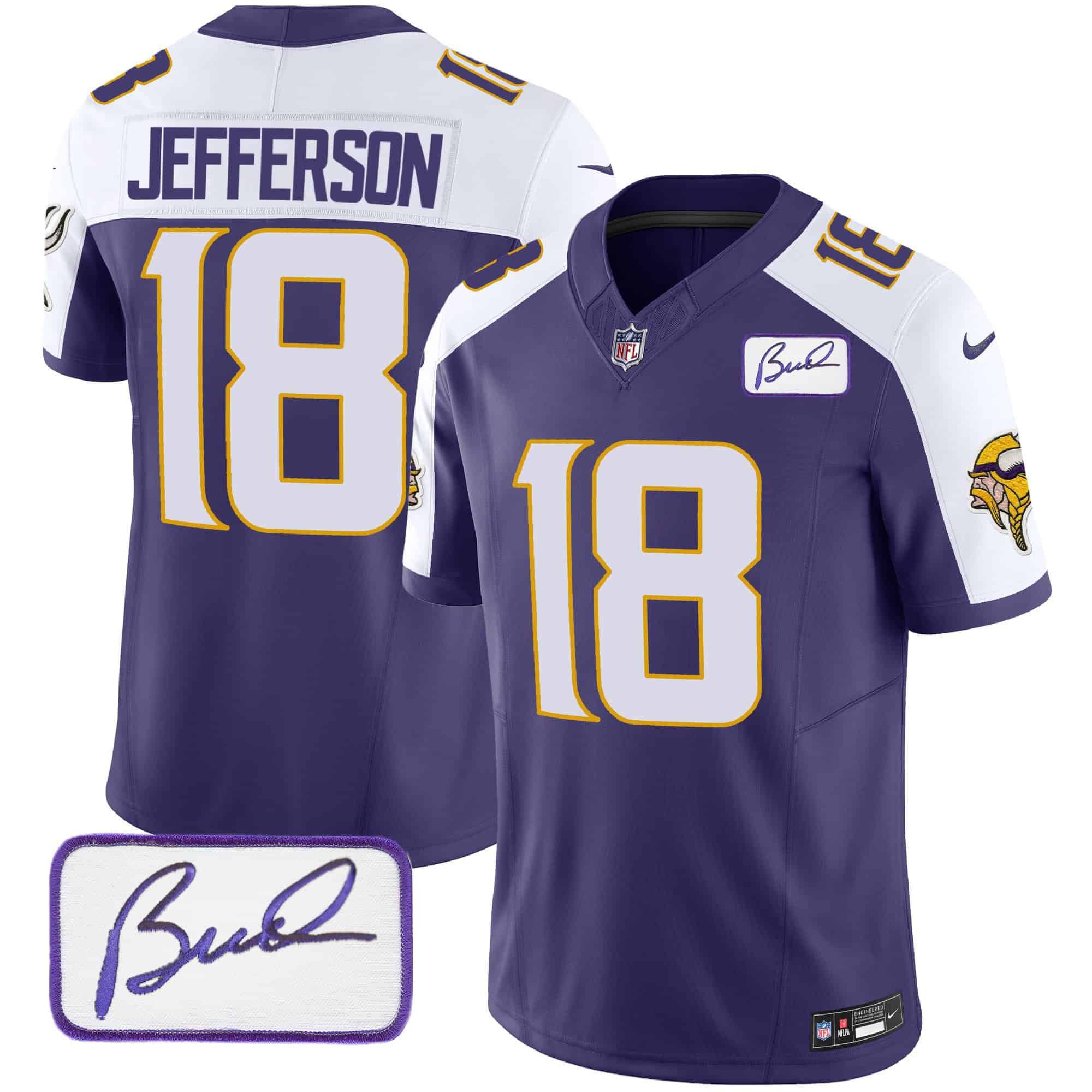 Men Minnesota Vikings #18 Jefferson Purple 2024 Nike Bud Grant Patch Classic Limited NFL Jersey style 2->indianapolis colts->NFL Jersey